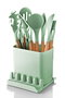 Hermia C-SLC1301 Juego de Cucharas de 13 Piezas con Mangos de Madera, Color Verde Claro